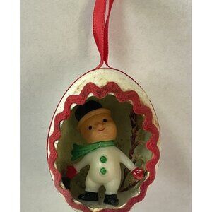 Vintage Christmas Ornament Egg Shell Decorative Shell.